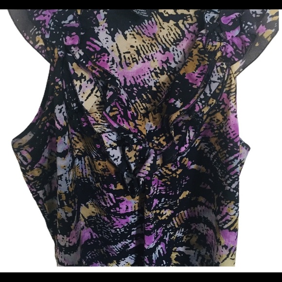 SPENSE (Nordstrom) Watercolour Sleeveless Ruffle Front Blouse Purple Size Medium - Picture 8 of 10